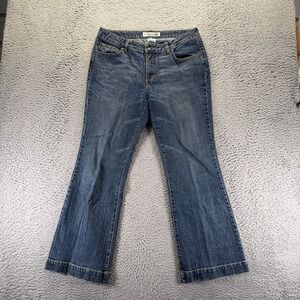 Faded Glory Jeans Womens 14P Blue Cotton Denim Flared Leg Faded Workwear Stretch